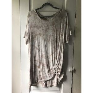 Beige and white Oddy Front Knot Tunic